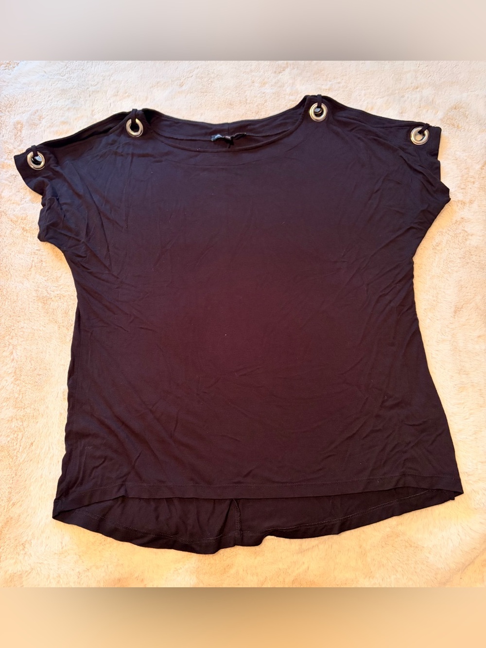 Cable & Gauge Black Grommet Shoulder Top Size Large